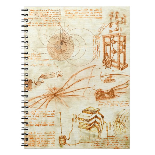 Technical drawing & sketches by Leonardo Da Vinci Notebook (Front)