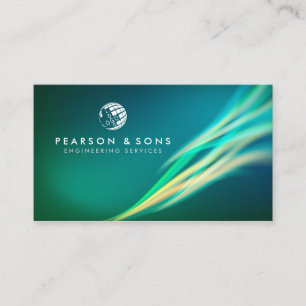 Technical Engineering Abstract Green Light Flow Business Card