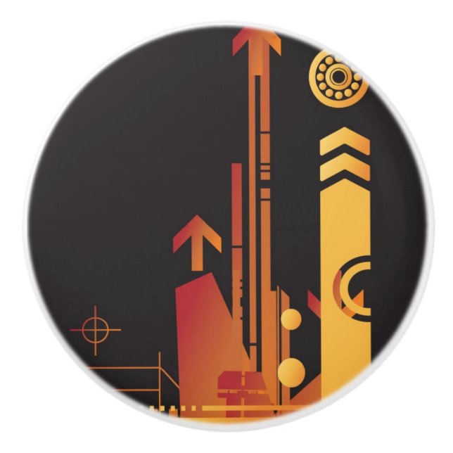 Technical halftone background 2 ceramic knob (Front)