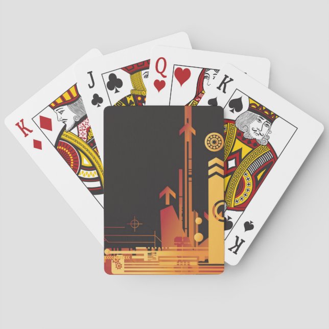 Technical halftone background 2 poker cards (Back)