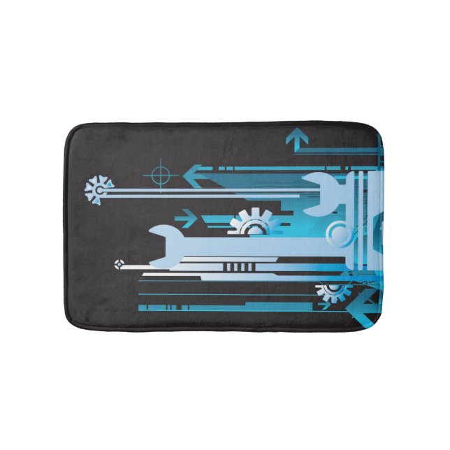 Technical halftone background 3 bathroom mat (Front)