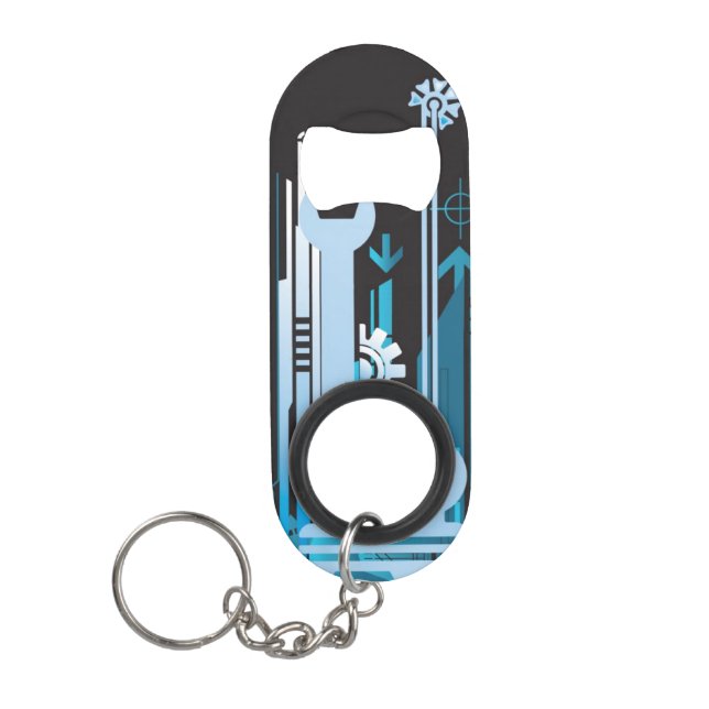Technical halftone background 3 keychain bottle opener (Front)