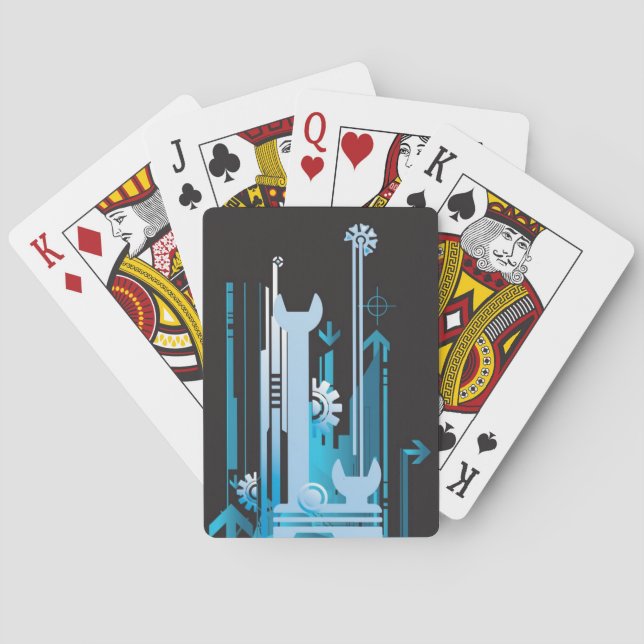 Technical halftone background 3 poker cards (Back)