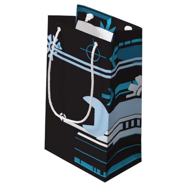 Technical halftone background 3 small gift bag (Back Angled)