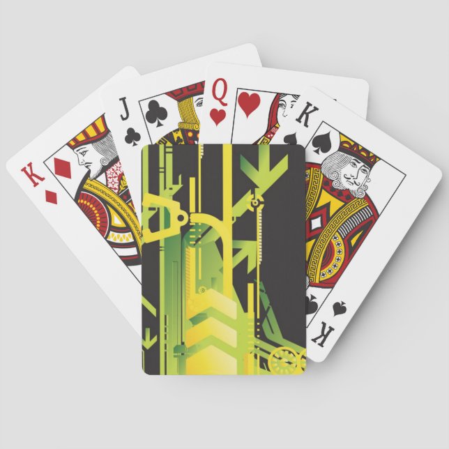 Technical halftone background 4 poker cards (Back)