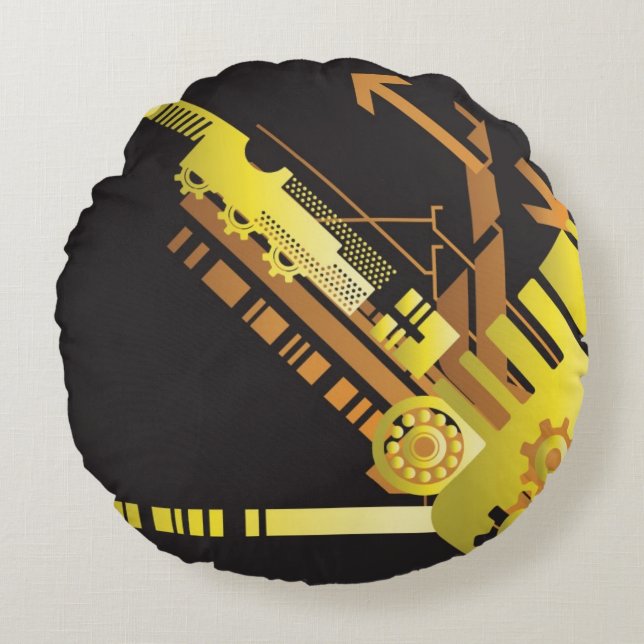 Technical halftone background 5 round pillow (Front)