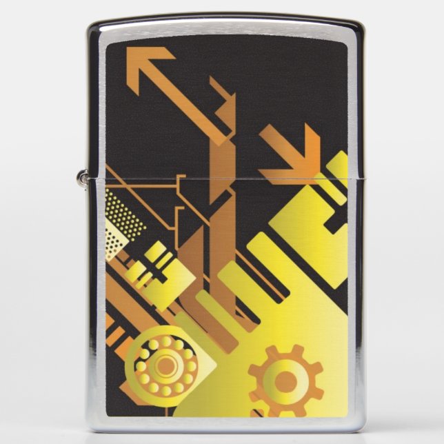 Technical halftone background 5 zippo lighter (Front)