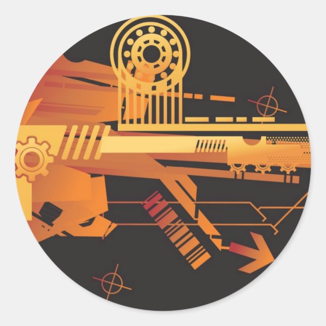 Technical halftone background 6 classic round sticker (Front)