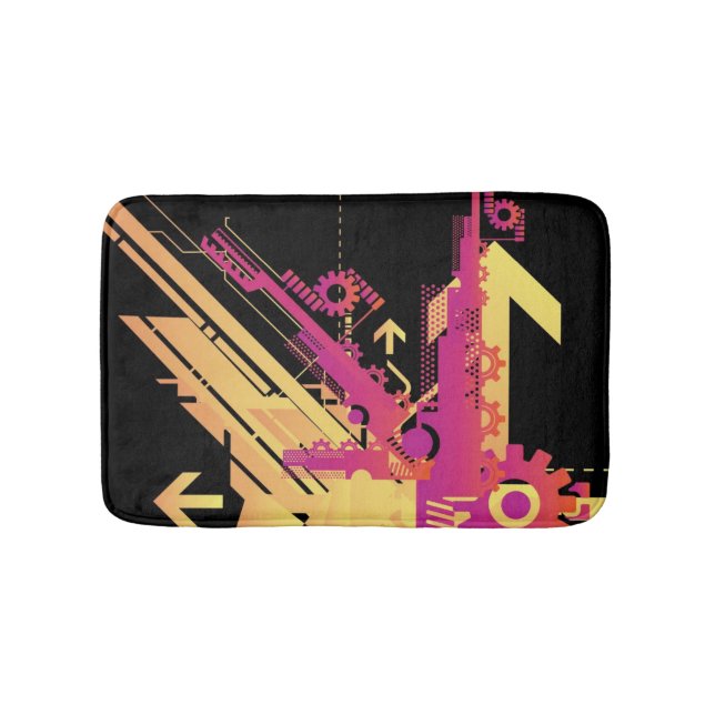 Technical halftone background 7 bath mat (Front)