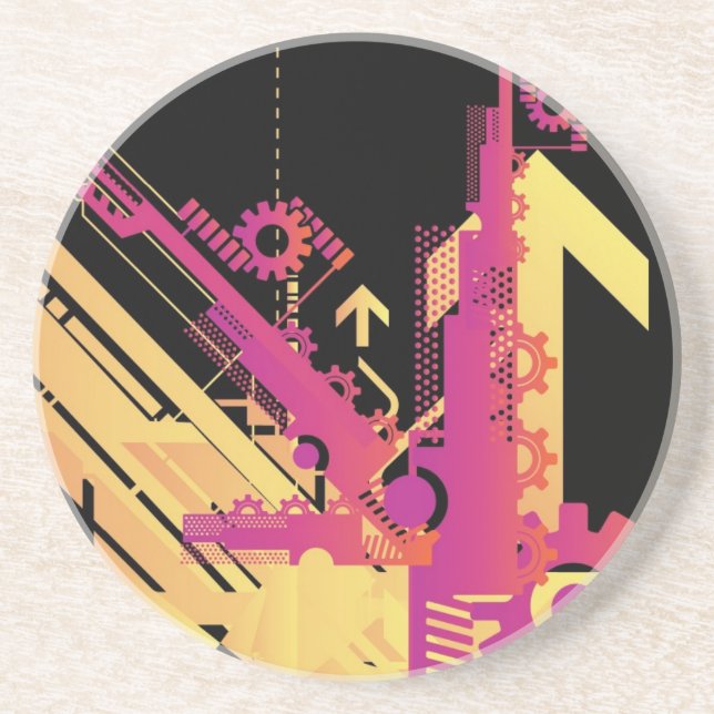 Technical halftone background 7 drink coaster (Front)