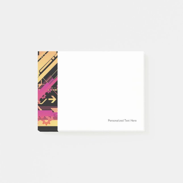 Technical halftone background 7 post-it notes (Front)