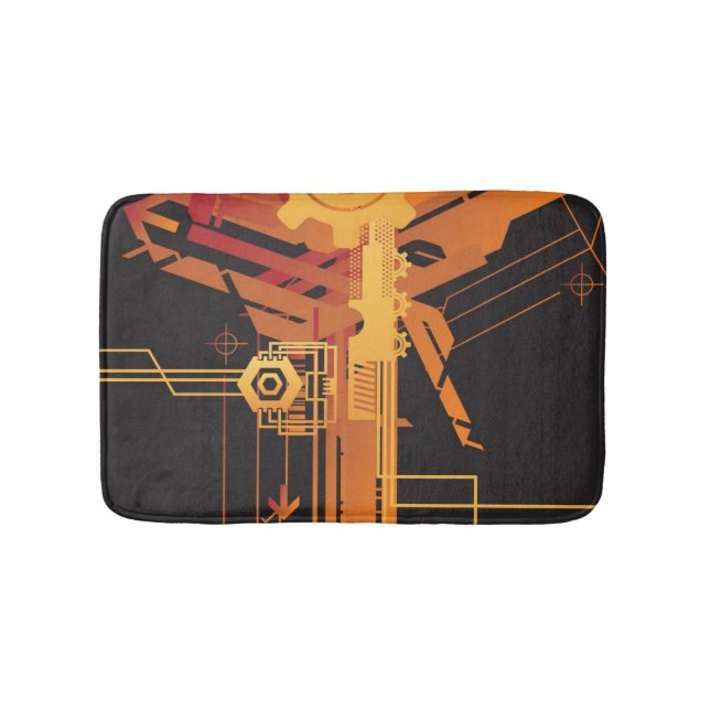 Technical halftone background bathroom mat (Front)