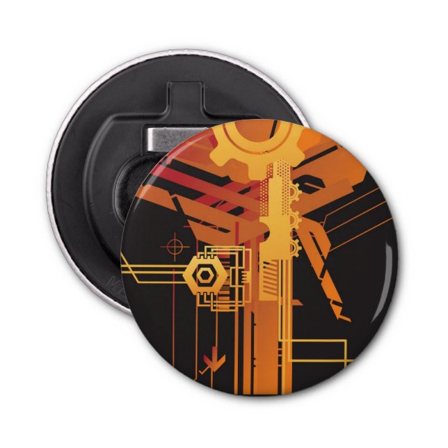 Technical halftone background bottle opener (Front)