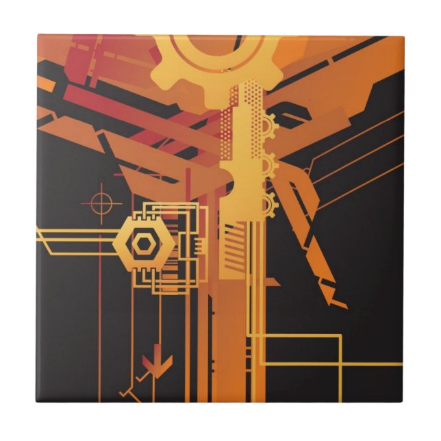 Technical halftone background ceramic tile (Front)