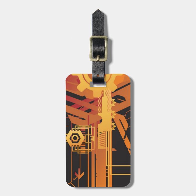 Technical halftone background luggage tag (Front Vertical)