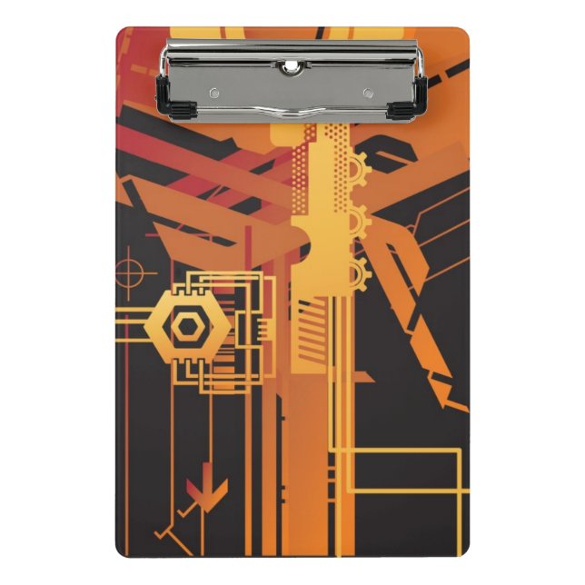 Technical halftone background mini clipboard (Front)