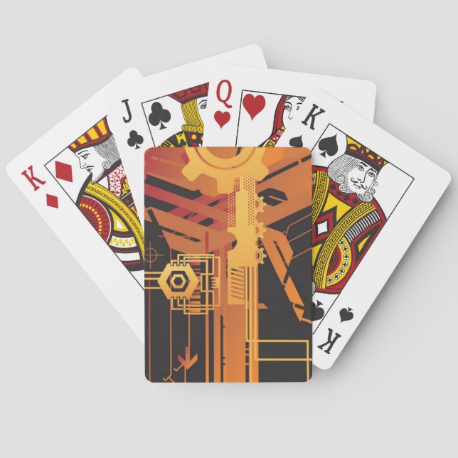 Technical halftone background poker cards (Back)