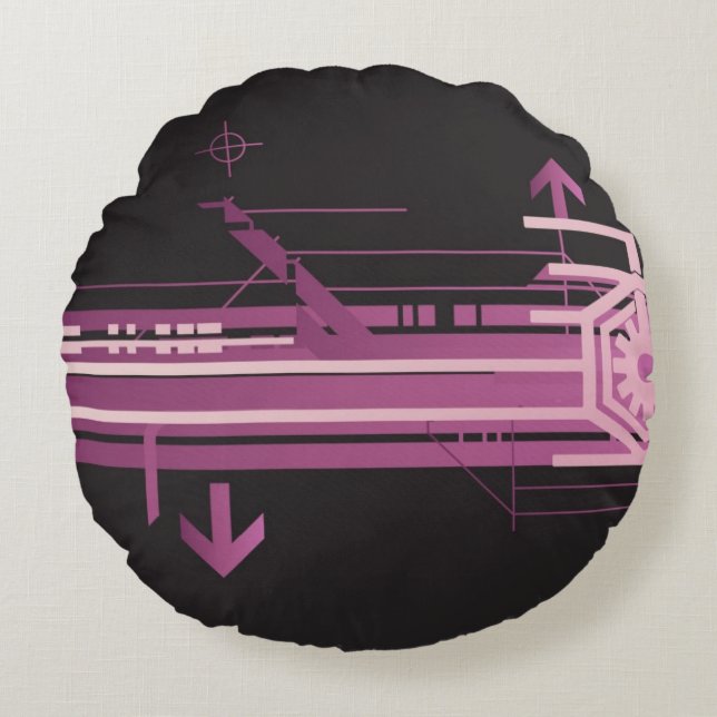 Technical halftone pattern round pillow (Front)