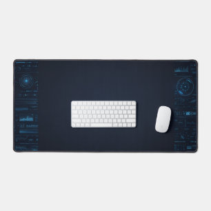 Technical HUD Blueprint Schematic Gaming Desk Mat