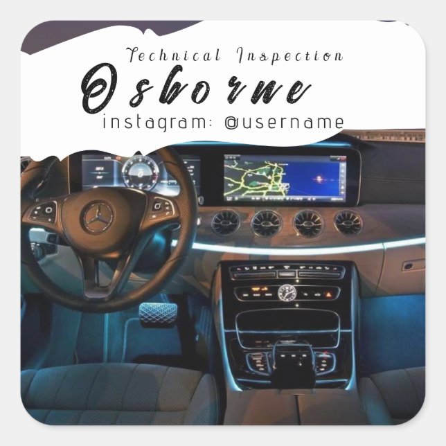 Technical Inspection Car Rent Repair Square Sticker (Front)