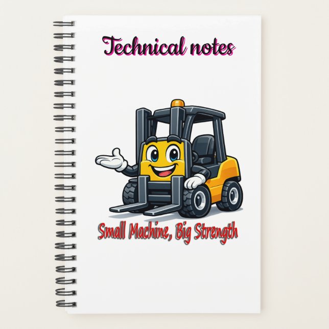 Technical Notes Forklift Cartoon Mascot Notebook (Front)