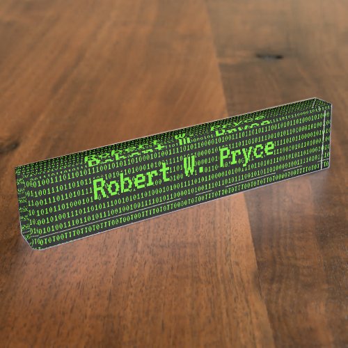 Technical ones_zeroes Computer Theme Green  Black Desk Name Plate