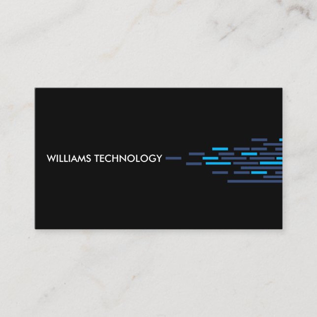 Technical Pattern in Blue on Black Business Card (Front)