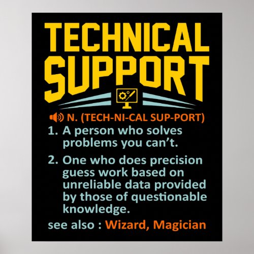 Technical Support Definition Computer IT Poster