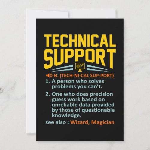 Technical Support Definition Computer IT Thank You Card
