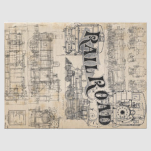 Technical Train Drawings Tissue Paper