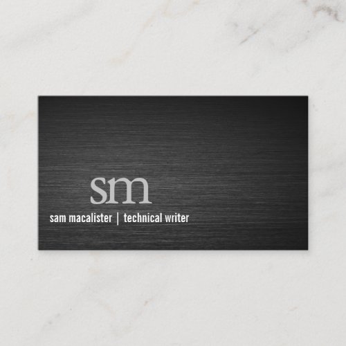 Technical Writer Black Metal Monogram Computer Business Card