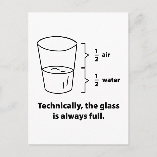 Technically, The Glass Is Always Full Postcard (Front)