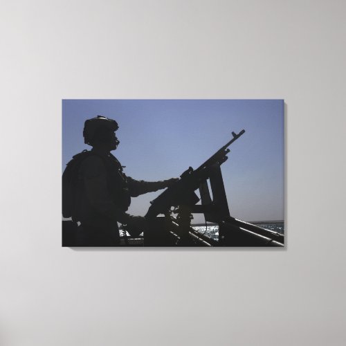 Technician manning an M240 machine gun in Iraq Canvas Print