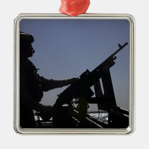 Technician manning an M240 machine gun in Iraq Metal Ornament