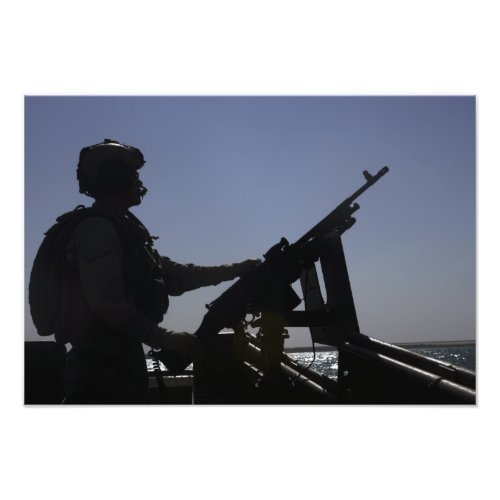 Technician manning an M240 machine gun in Iraq Photo Print