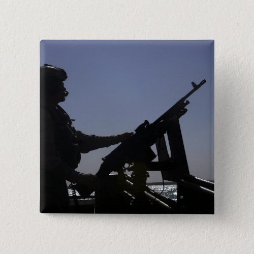 Technician manning an M240 machine gun in Iraq Pinback Button