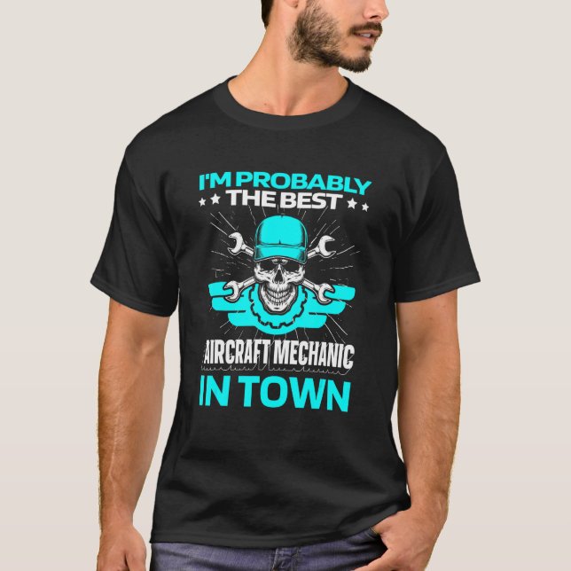 Technician Skull   Engineer Aircraft Mechanic T-Shirt (Front)