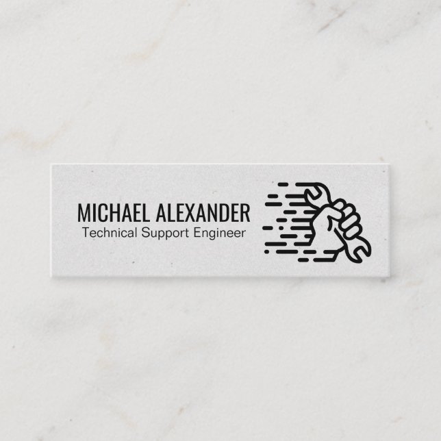 Technician | Wrench in Hand Mini Business Card (Front)