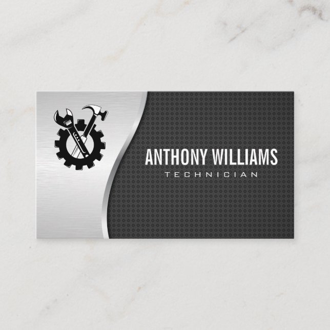Technicians | Metal Wrench Business Card (Front)