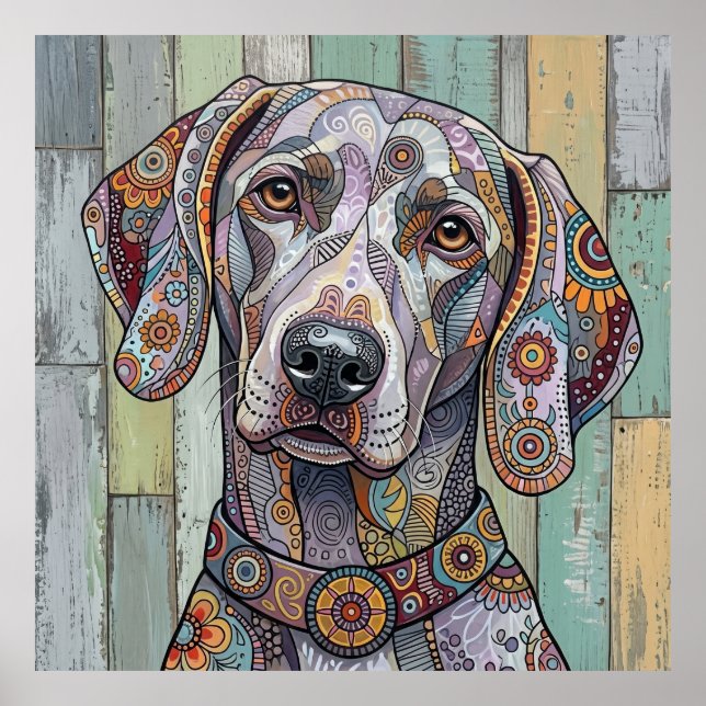 Technicolor Faithful: Intricate Pattern Dog Art Poster (Front)