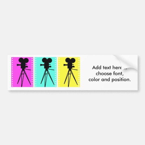 Technicolor Film Strip and Camera Silhouette Bumper Sticker