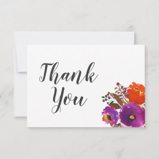 Technicolor Floral Watercolor Thank You Card