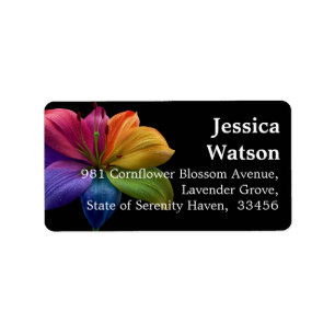🌈Technicolor Love – Rainbow Lily Address Label