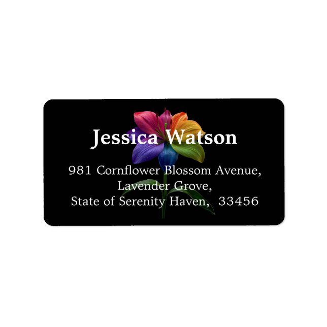 🌈Technicolor Love – Rainbow Lily Address Label (Front)
