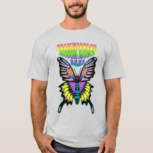 Technicolor Motor Home Band Psychedelic Butterfly T_Shirt