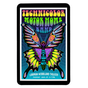 Technicolor Motor Home Groovy Peace Butterfly Magnet