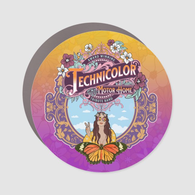 Technicolor Motor Home Peace Car Magnet (Front)