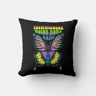 Technicolor Motor Home Psychedelic Butterfly Throw Pillow
