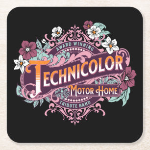 Technicolor Motor Home Square Paper Coaster
