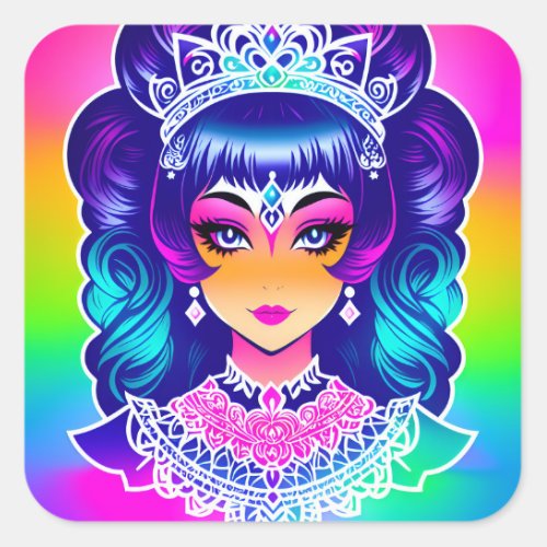 Technicolour Princess Sticker Design
